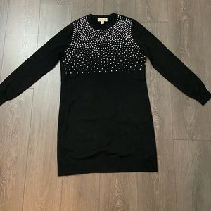 Michael Kors Silver Studded Black Mini Sweater Dress